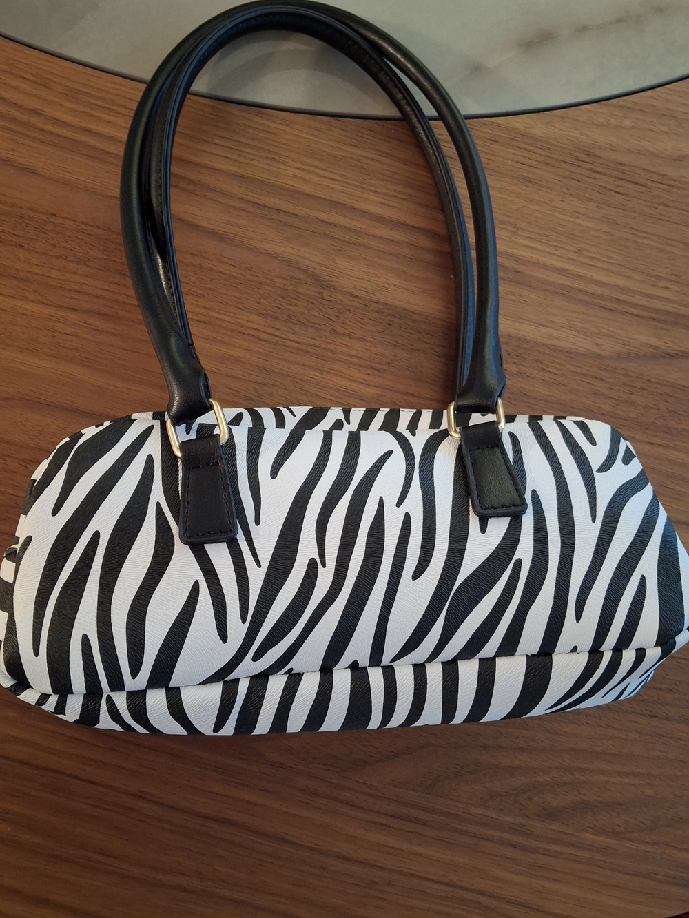 Kensie Black & White Zebra Print Shoulder Bag